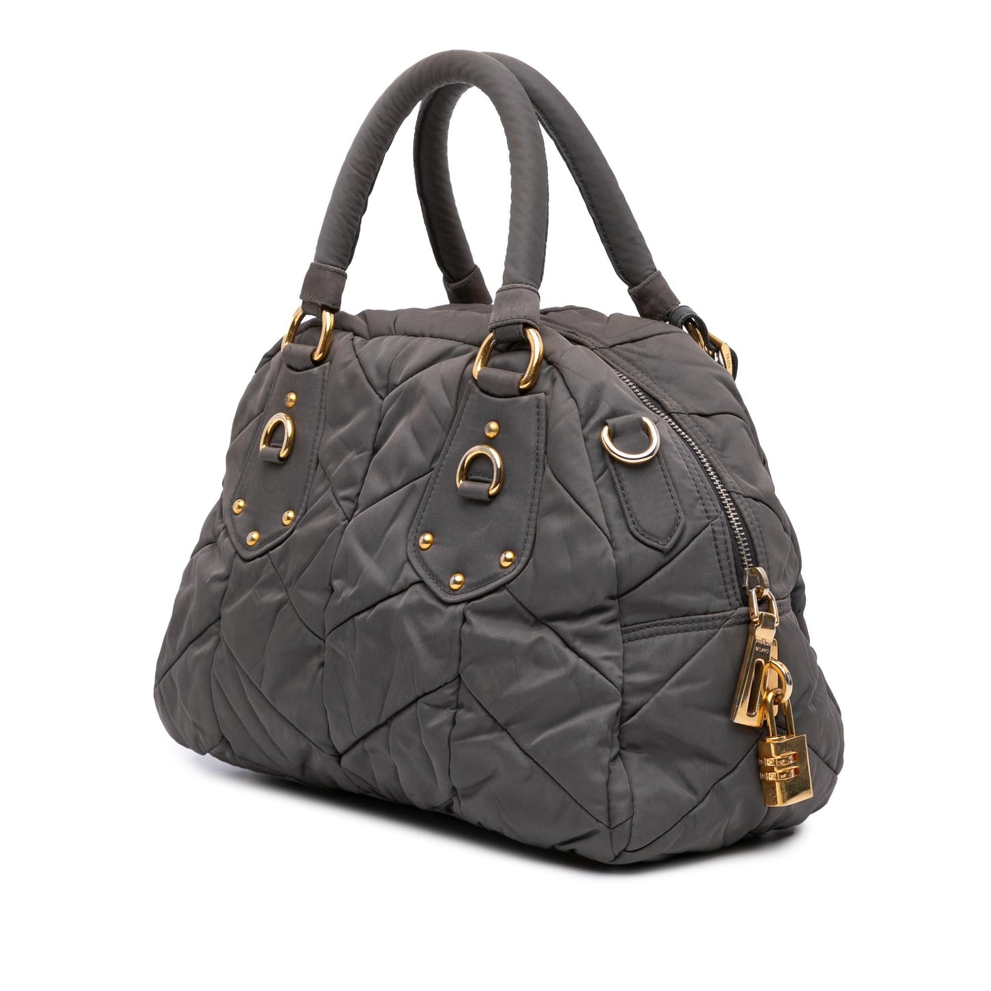 Prada Chevron Tessuto Dome Satchel Quilted Satchel Bag