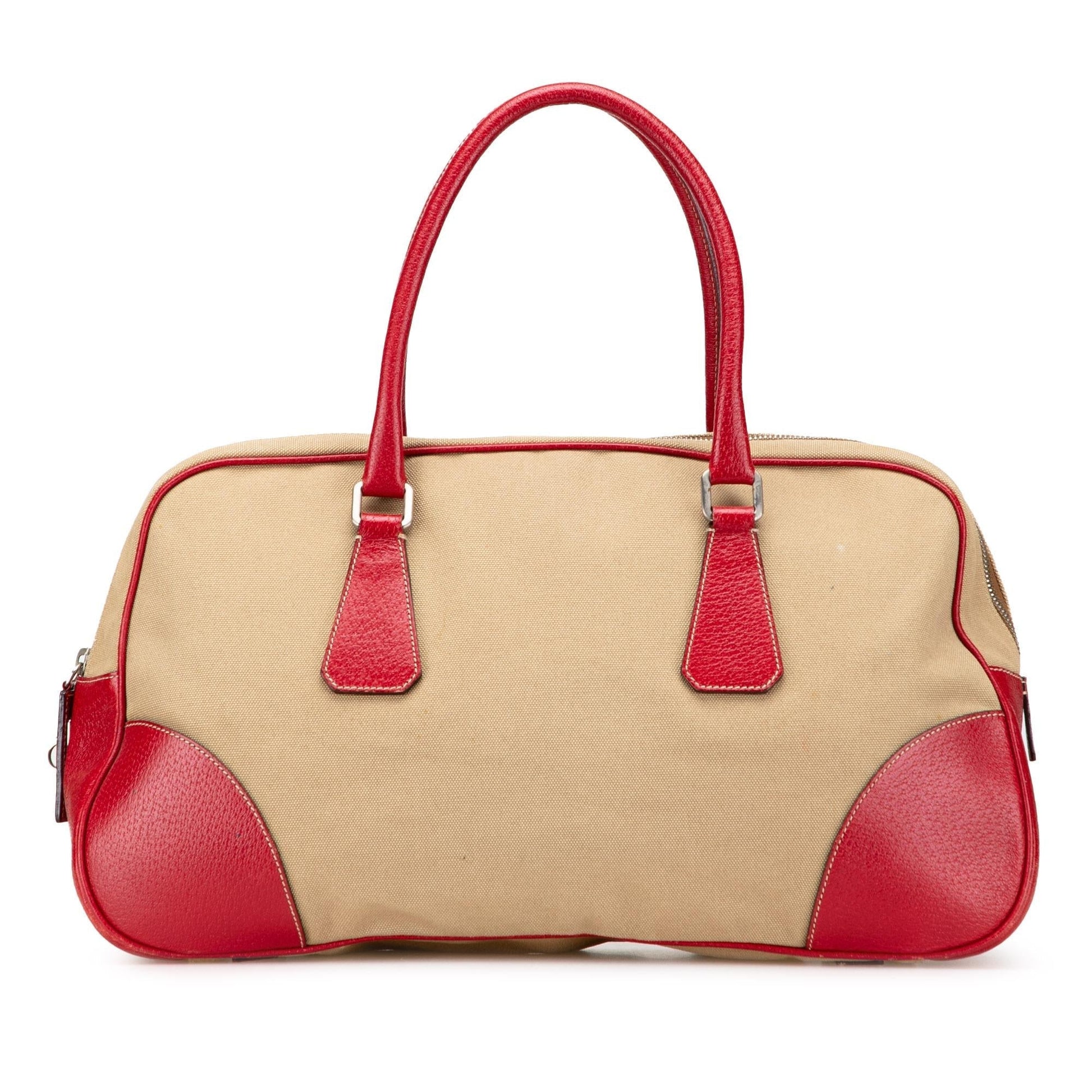 Prada Cinghiale Trimmed Canapa Bauletto Bag Canvas Satchel Bag
