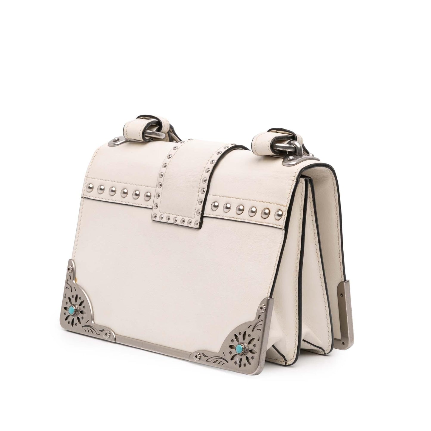 Prada City Calf Studded Folk Cahier Crossbody Crossbody Bag