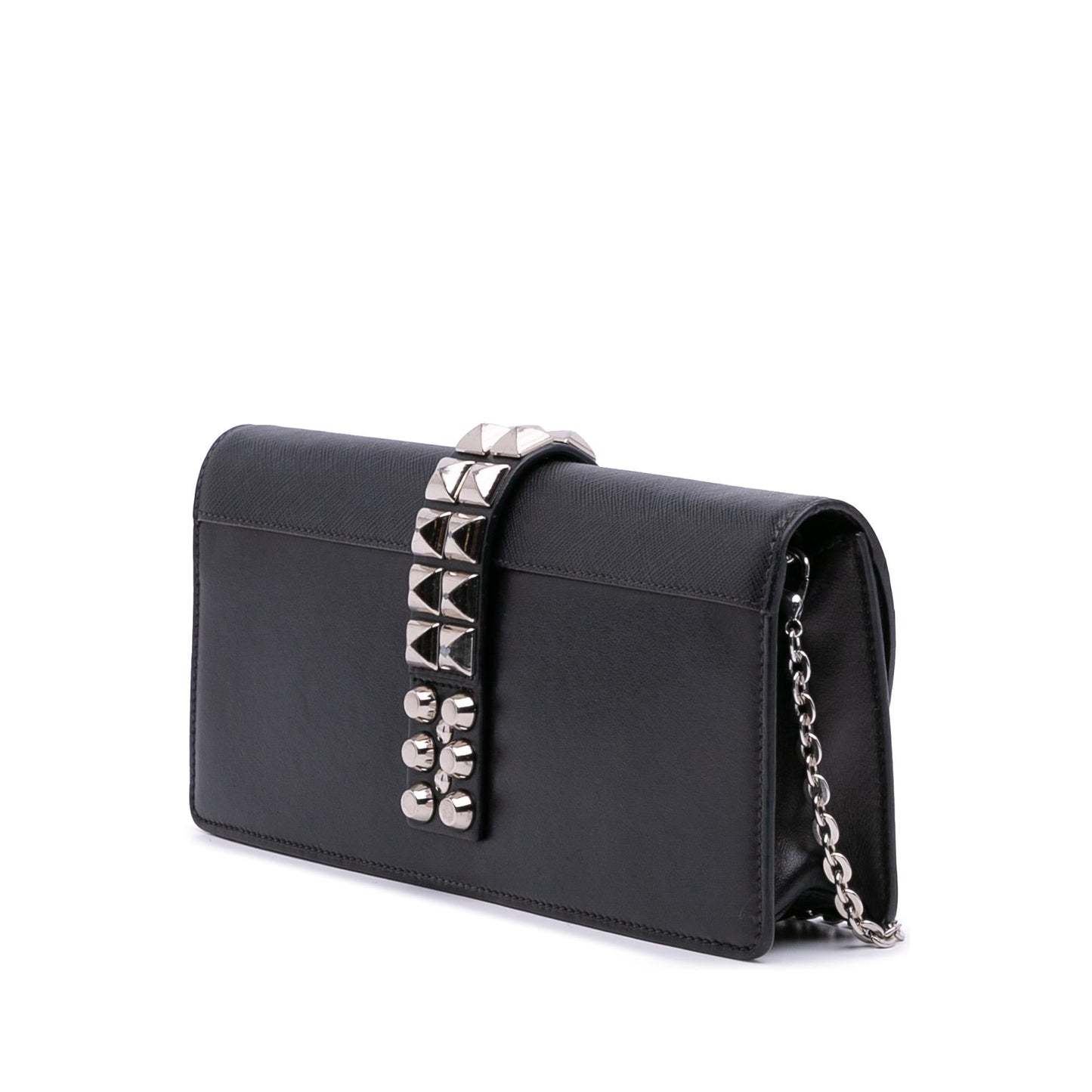 Prada City Calfskin And Studded Elektra Clutch With Saffiano Chain Clutch Bag
