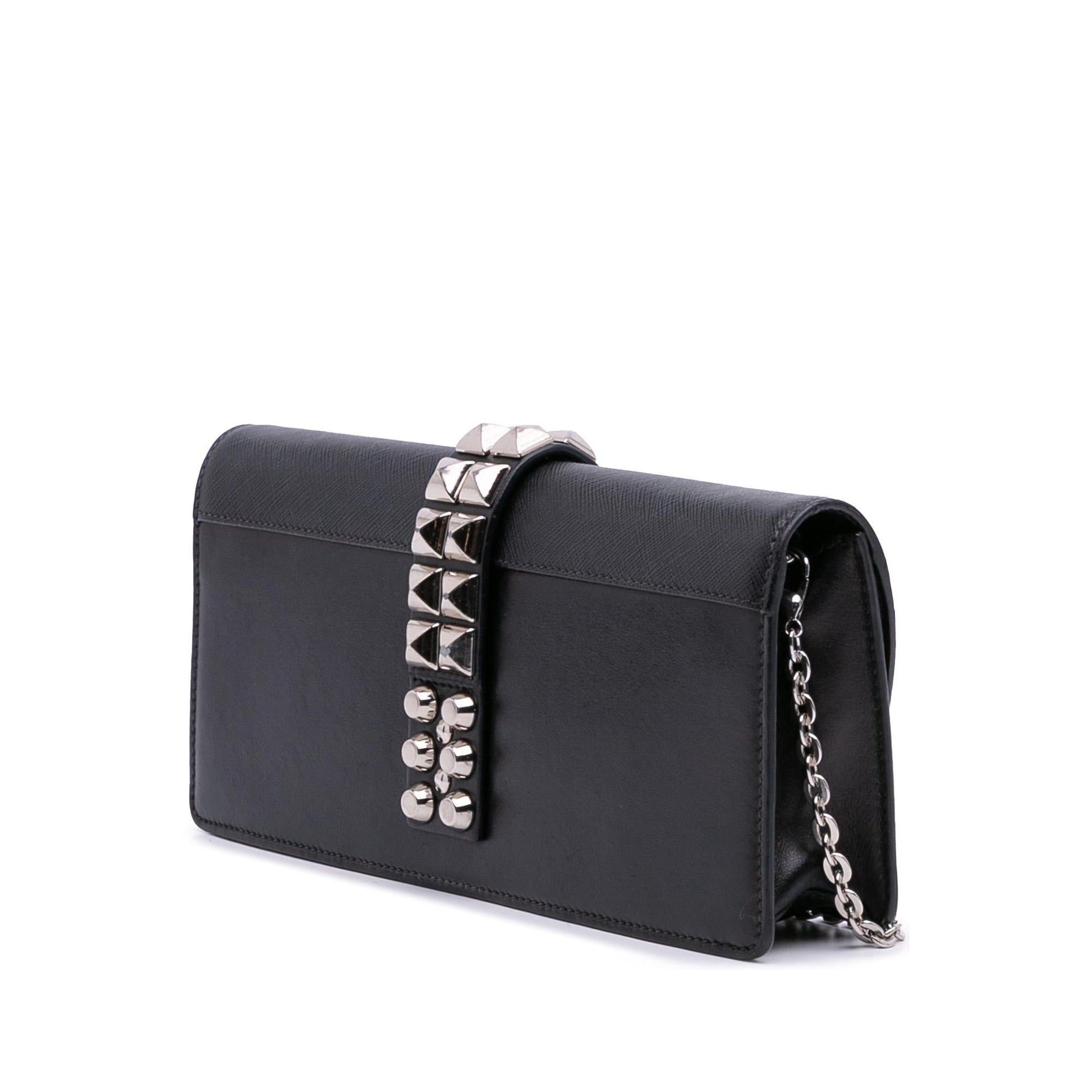 Prada City Calfskin And Studded Elektra Clutch With Saffiano Chain Clutch Bag