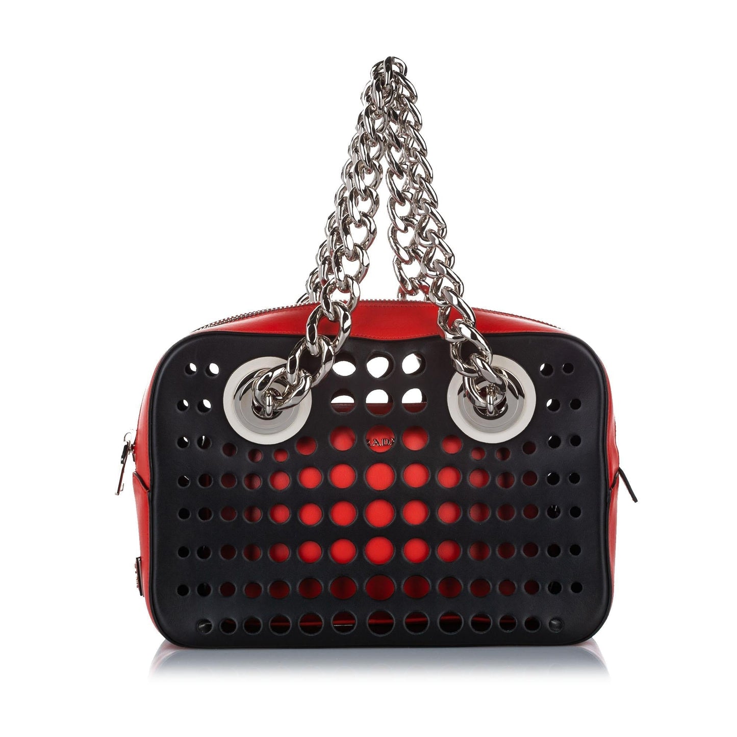 Prada City Fori Perforated Handbag Shg Satchel Bag