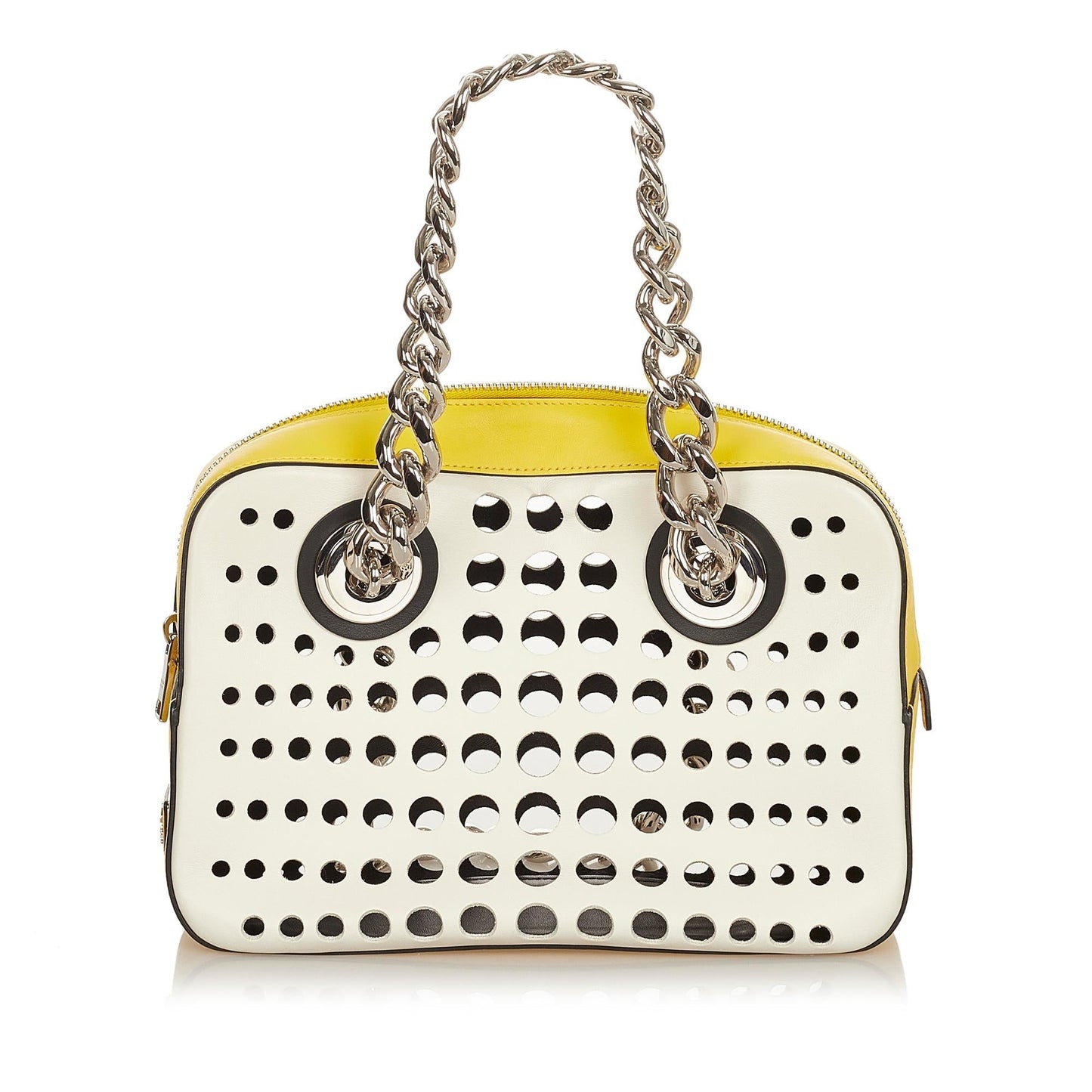 Prada City Fori Perforated Handbag Shg Leather Satchel Bag