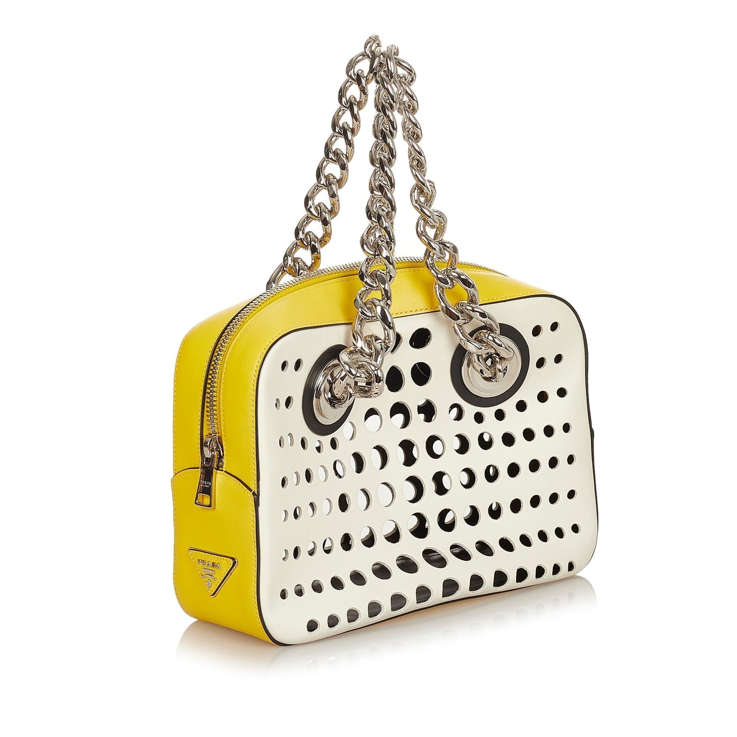 Prada City Fori Perforated Handbag Shg Leather Satchel Bag