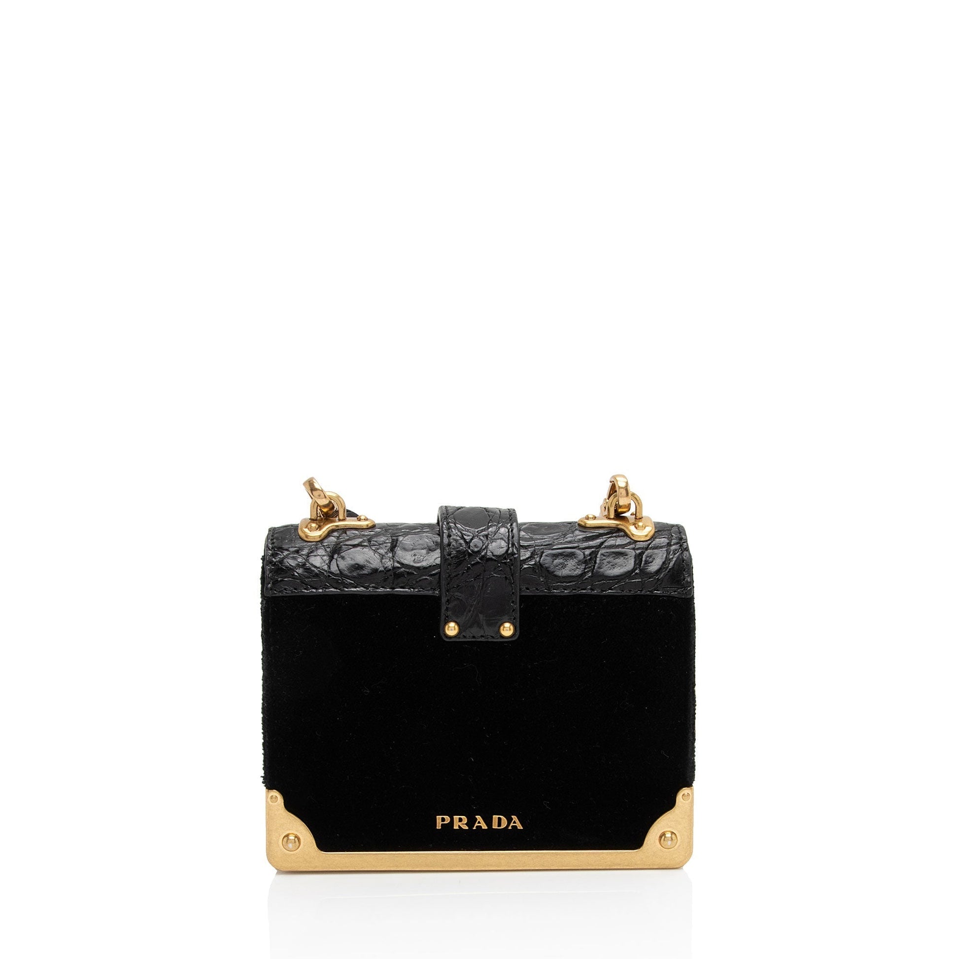 Prada Croc Calfskin Velvet Cahier Crossbody Shf Ckprr7 Micro Embossed Crossbody Bag