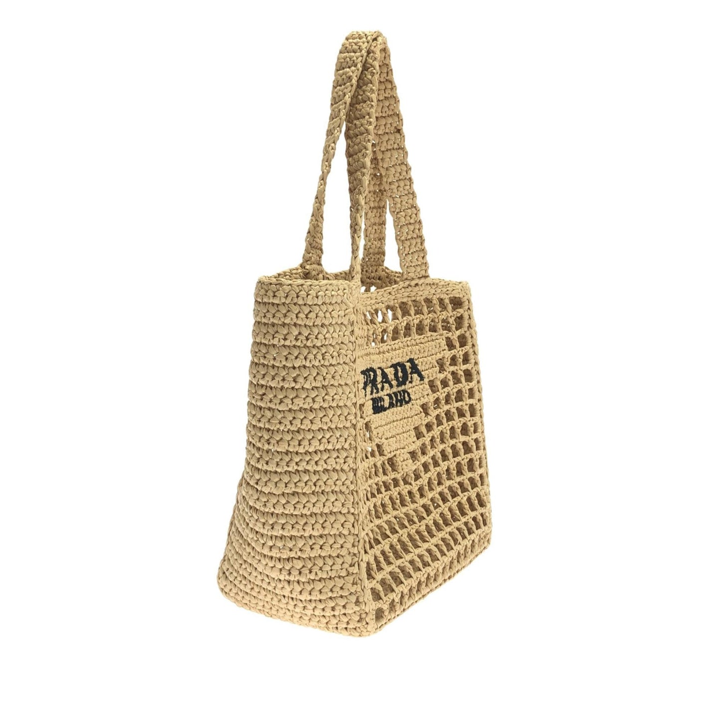 Prada Crochet Tote Shg Pyxgqu Raffia Logo Tote Bag