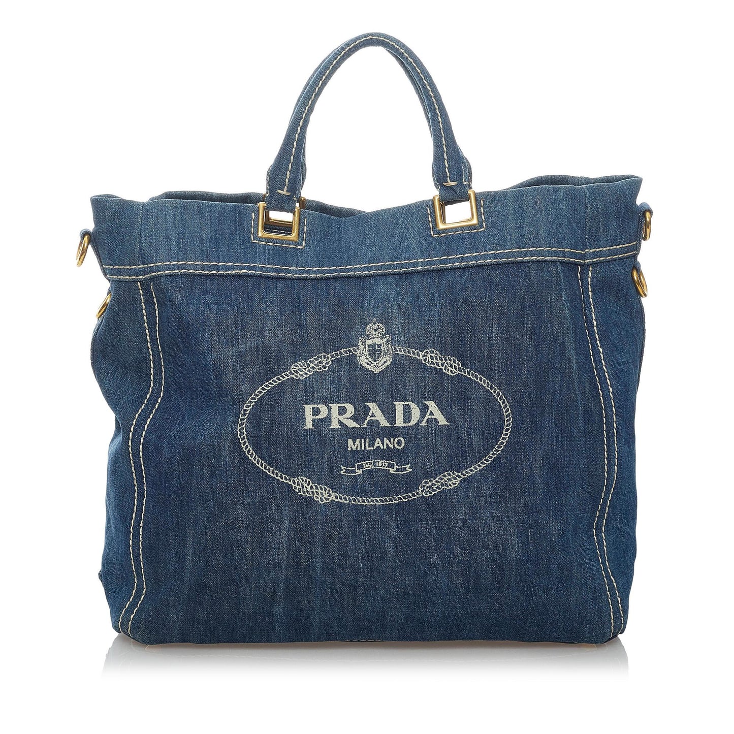 Prada Shopping Satchel Shg Denim Logo Satchel Bag