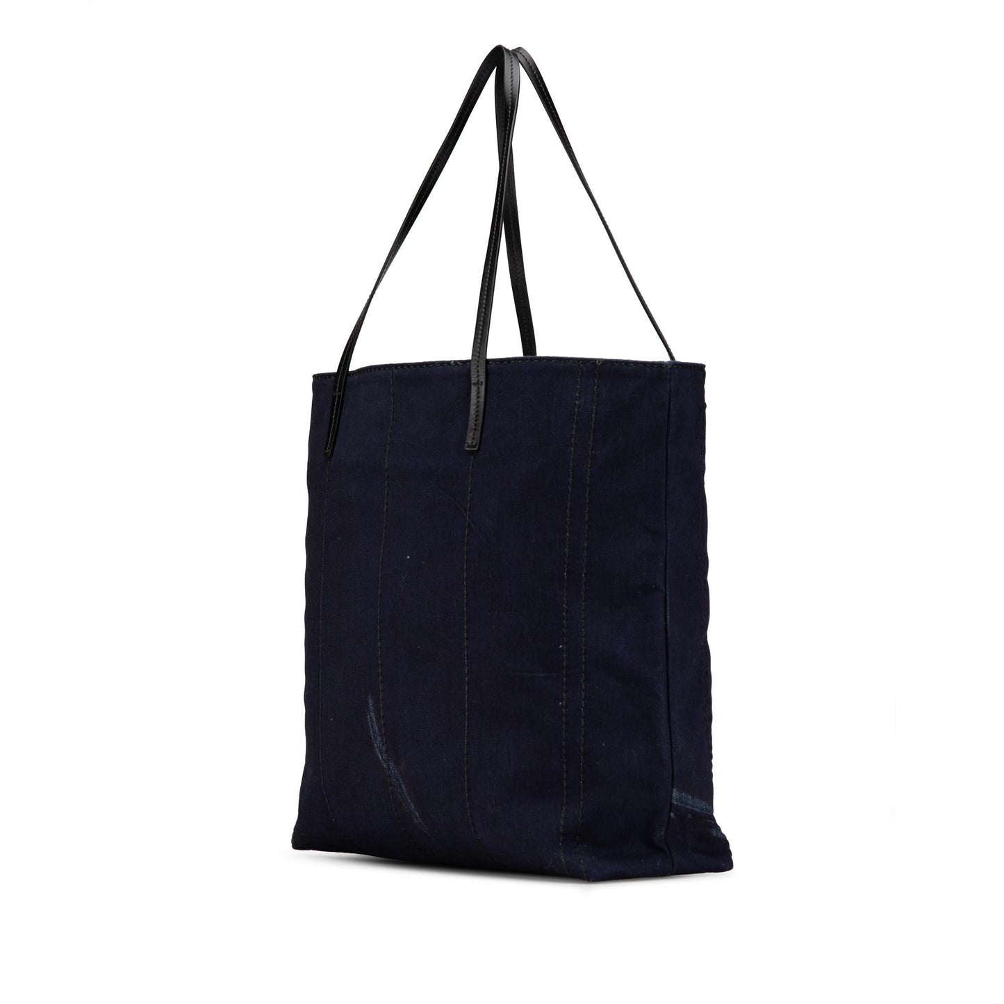 Prada Mistolino Tote Denim Vitello Logo Tote Bag