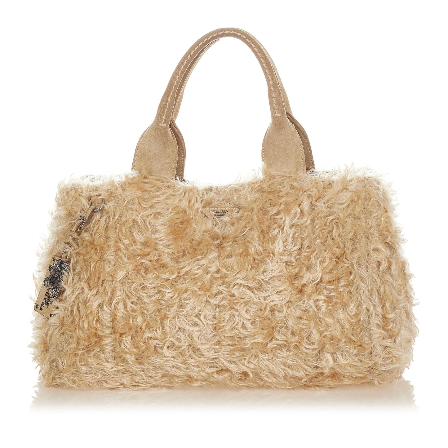 Prada Eco Kidassia Faux Fur Garden Handbag Shg Satchel Bag