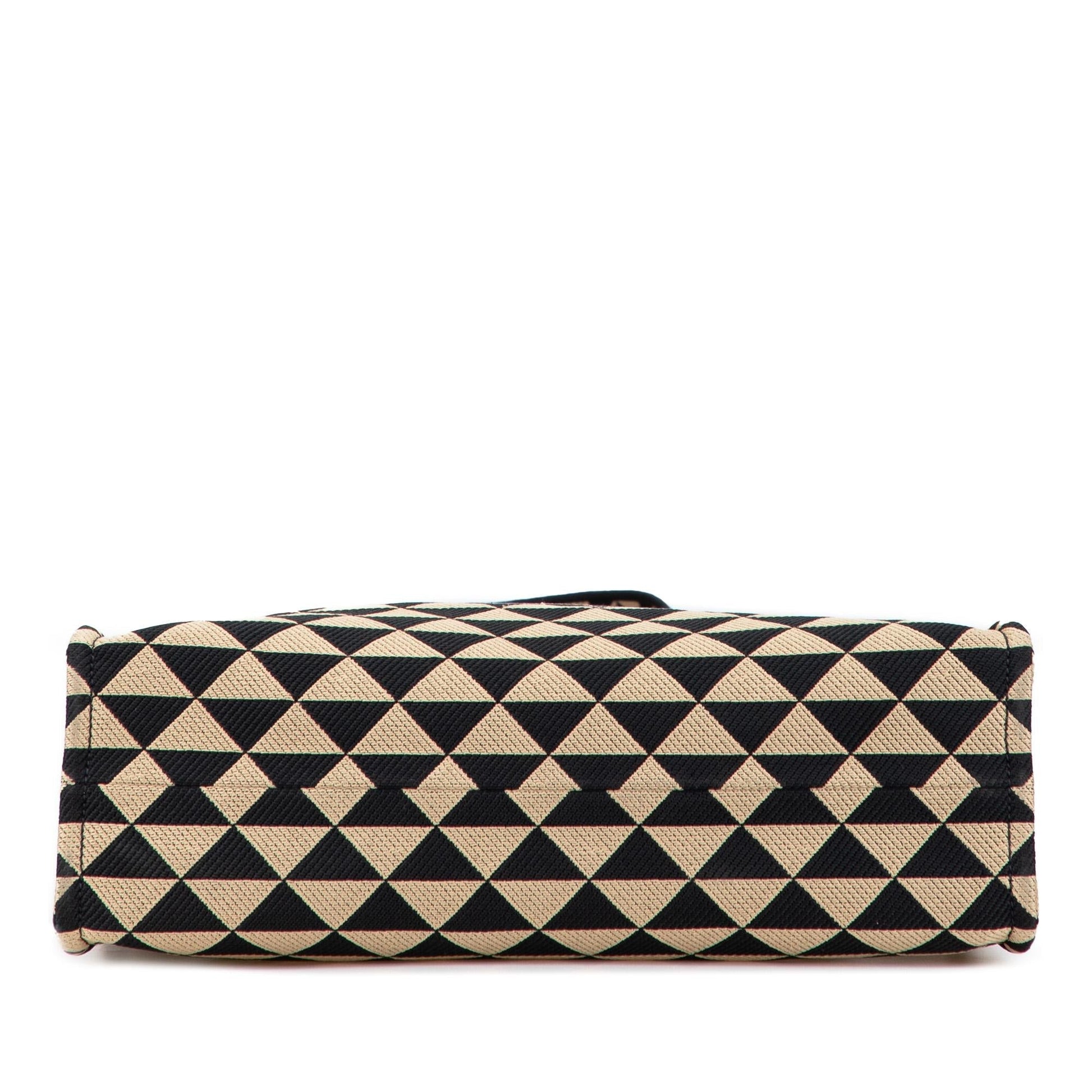 Prada Triangolo Symbole Shopping Tote Canvas Embroidered Tote Bag