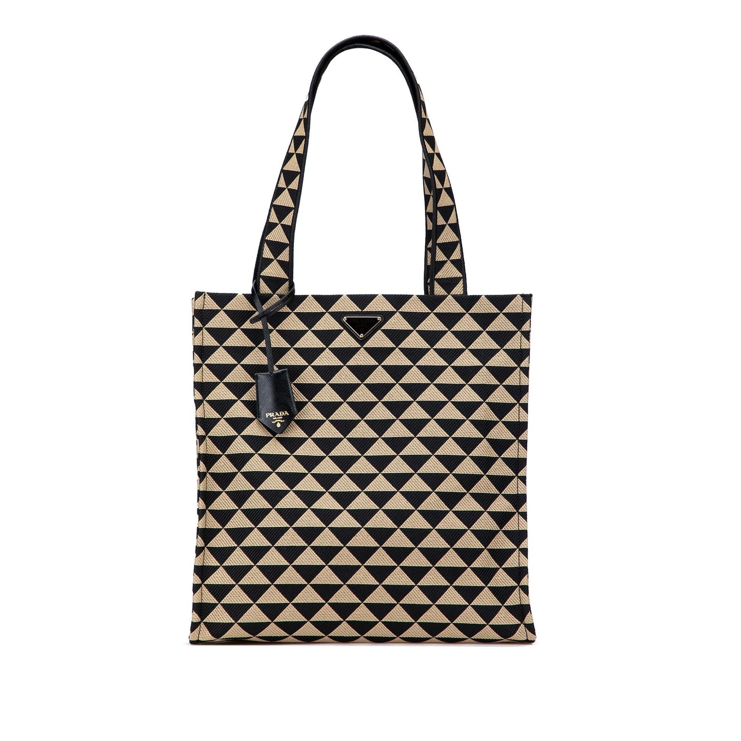 Prada Triangolo Symbole Shopping Tote Canvas Embroidered Tote Bag
