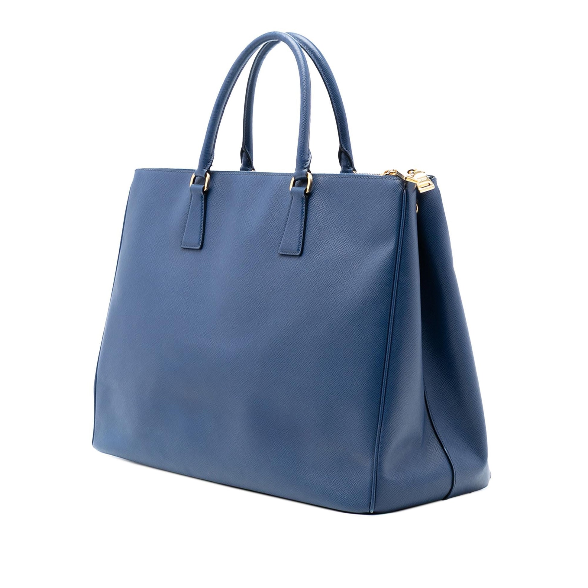 Prada Extra Lux Galleria Double Tote Saffiano Large Zip Tote Bag