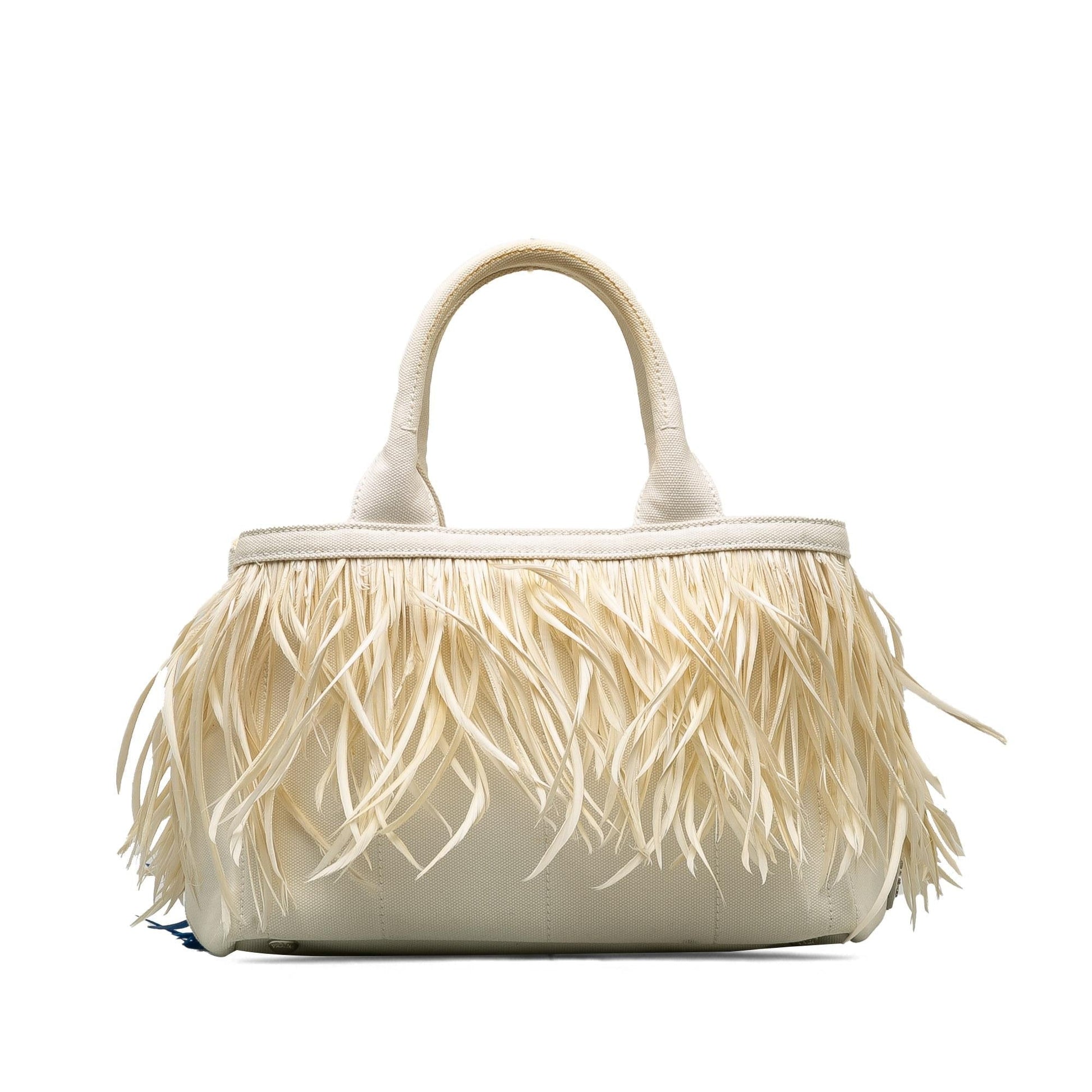 Prada Feather Trimmed Canapa Satchel Shg 6Kzm0O Satchel Bag