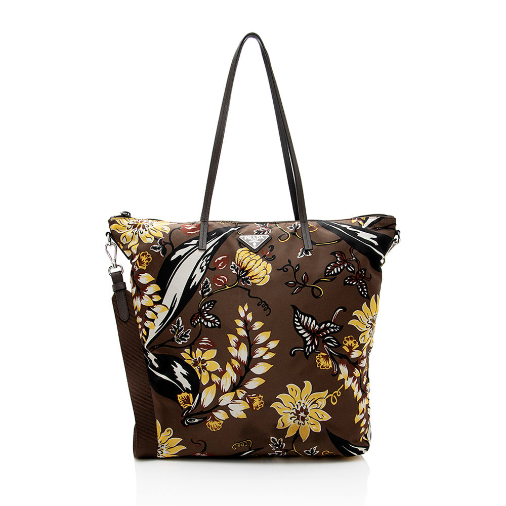 Prada Floral Tessuto Tote Shf Tote Bag