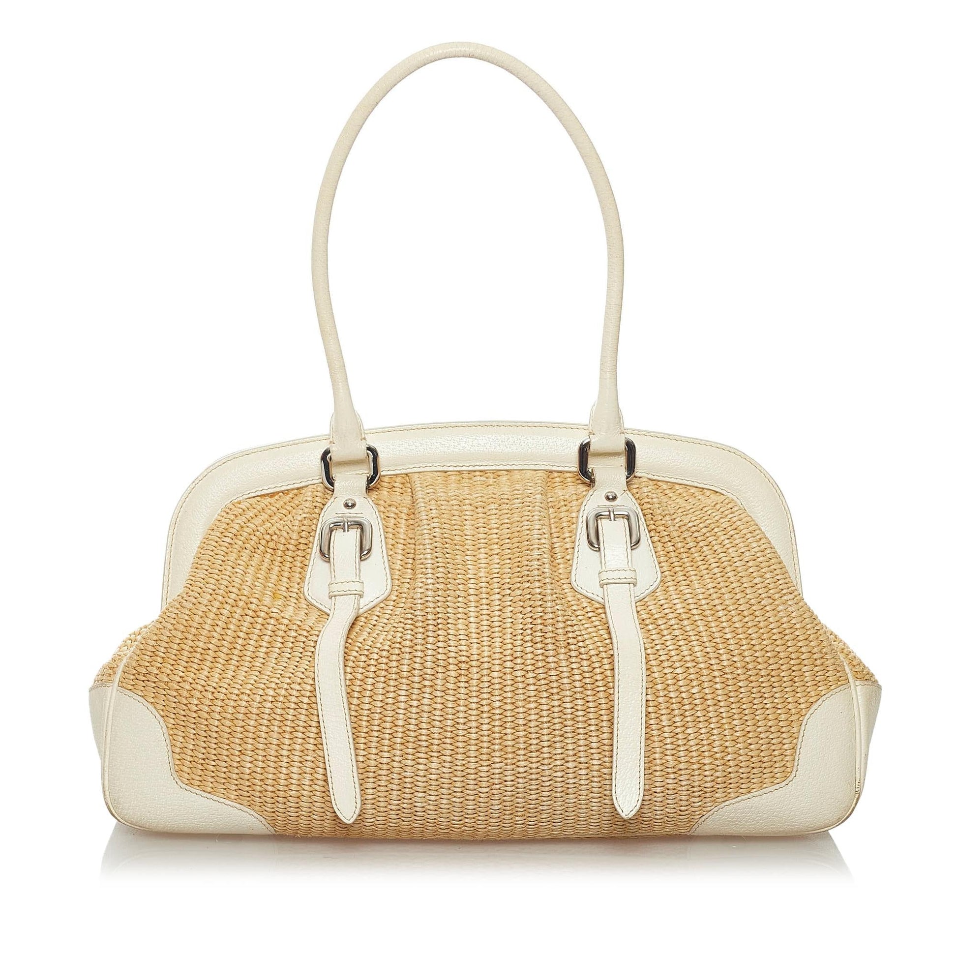 Prada Frame Shoulder Bag Shg Raffia