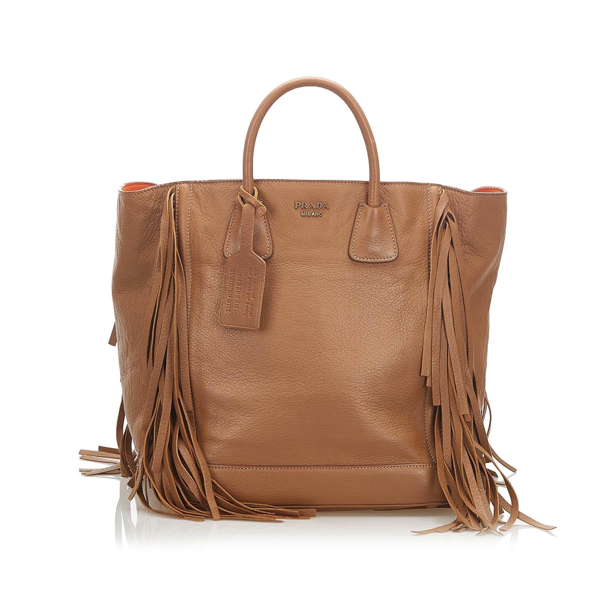 Prada Fringe Tote Bag Leather