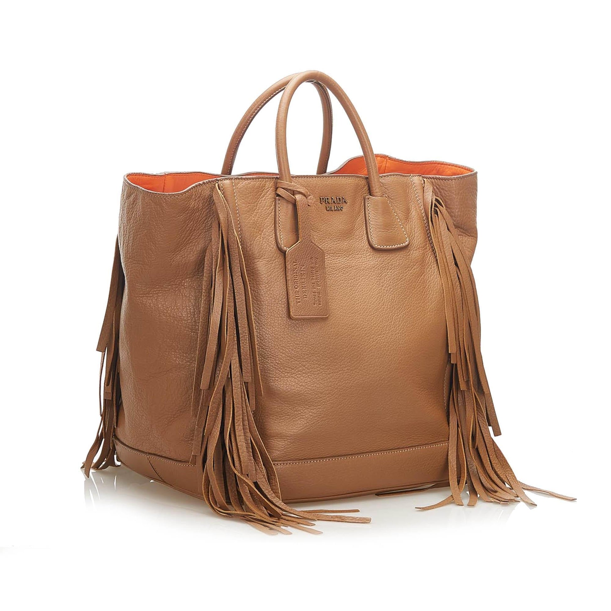 Prada Fringe Tote Bag Leather