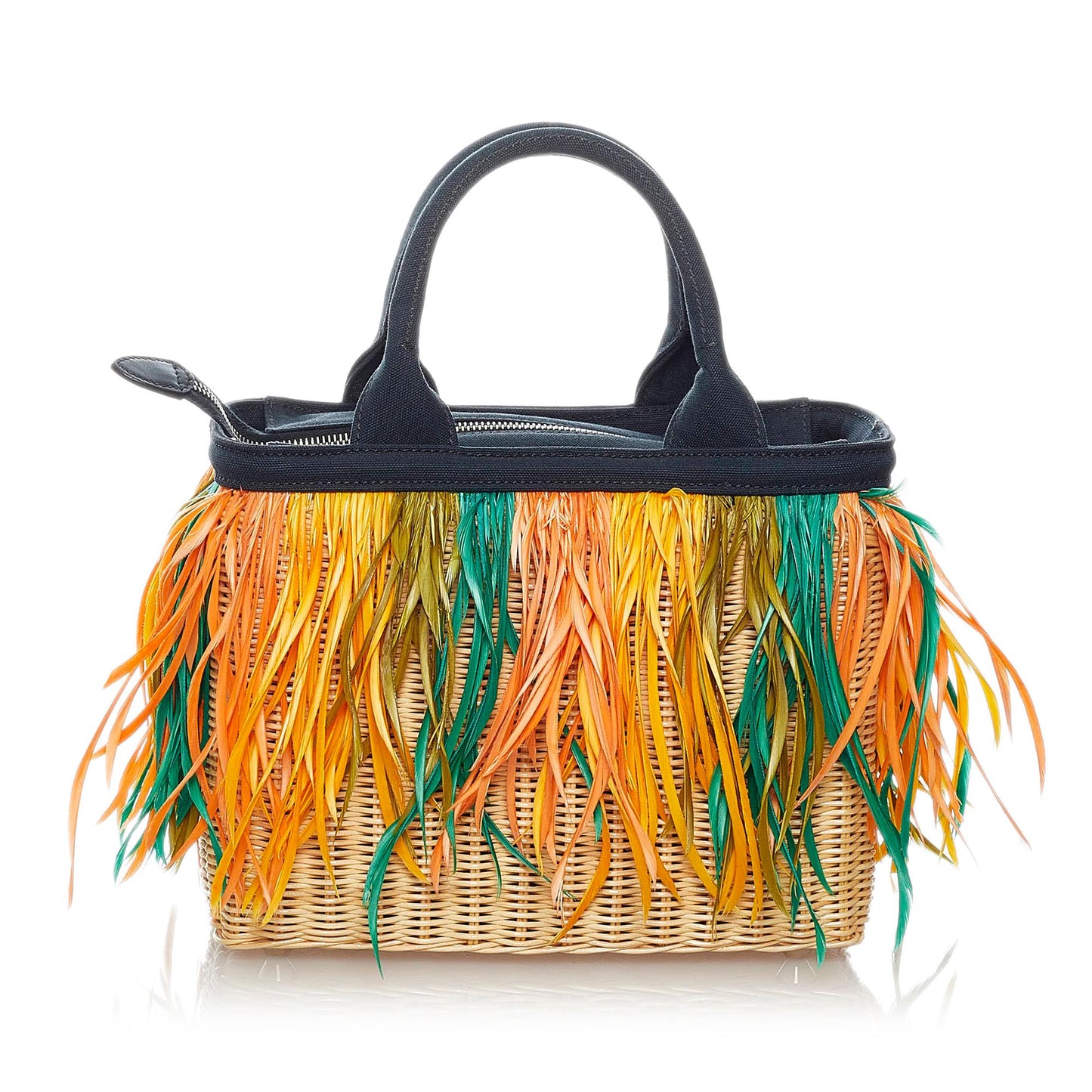 Prada Fringed Satchel Shg Raffia Satchel Bag