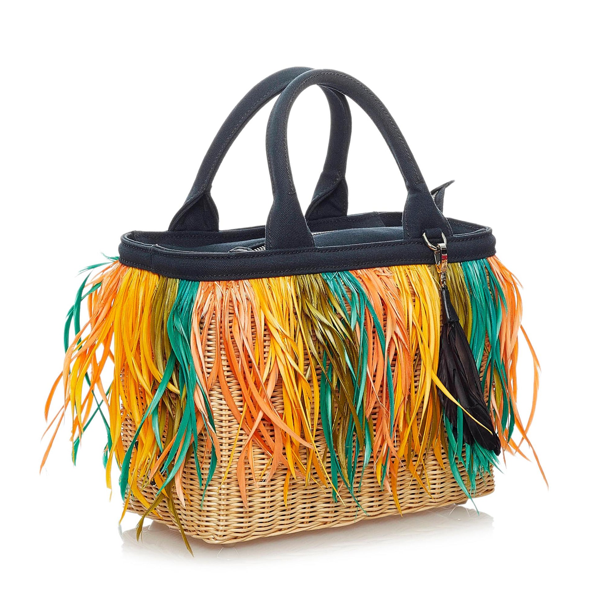 Prada Fringed Satchel Shg Raffia Satchel Bag