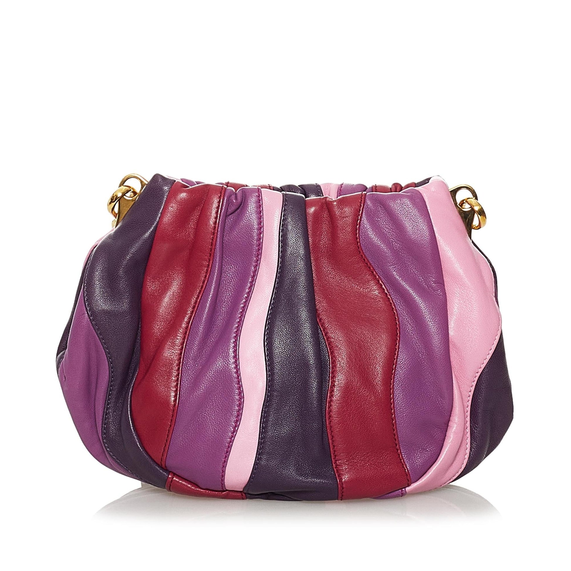 Prada Gathered Crossbody Bag Shg Leather