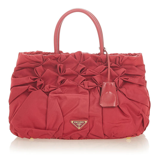 Prada Gathered Tessuto Tote Bag