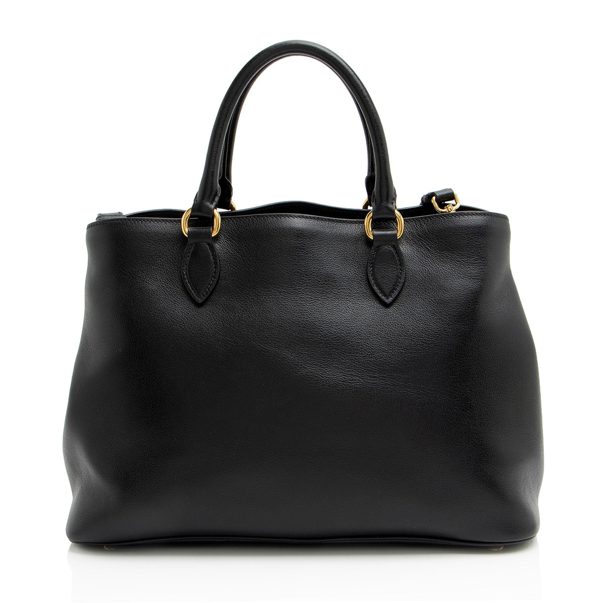 Prada Glace Calf Tote Logo Tote Bag