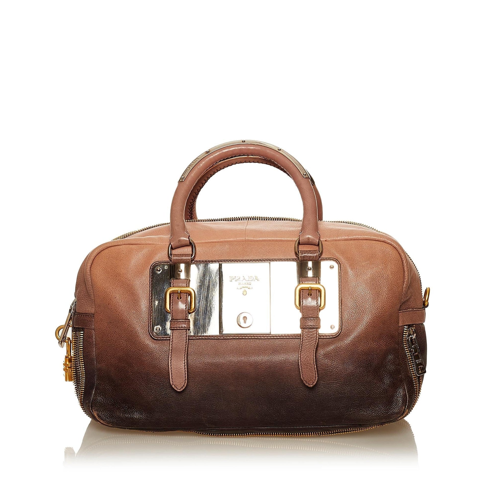 Prada Glace Calf Ombre Handbag Shg Leather Satchel Bag