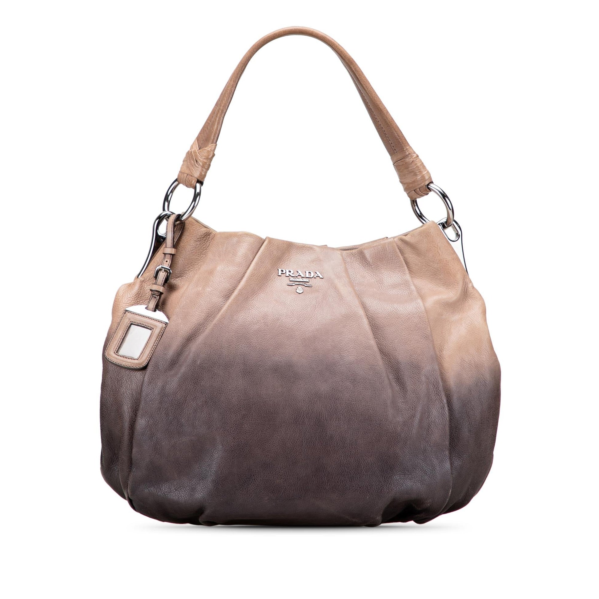 Prada Glace Calf Ombre Pleated Hobo Shoulder Bag