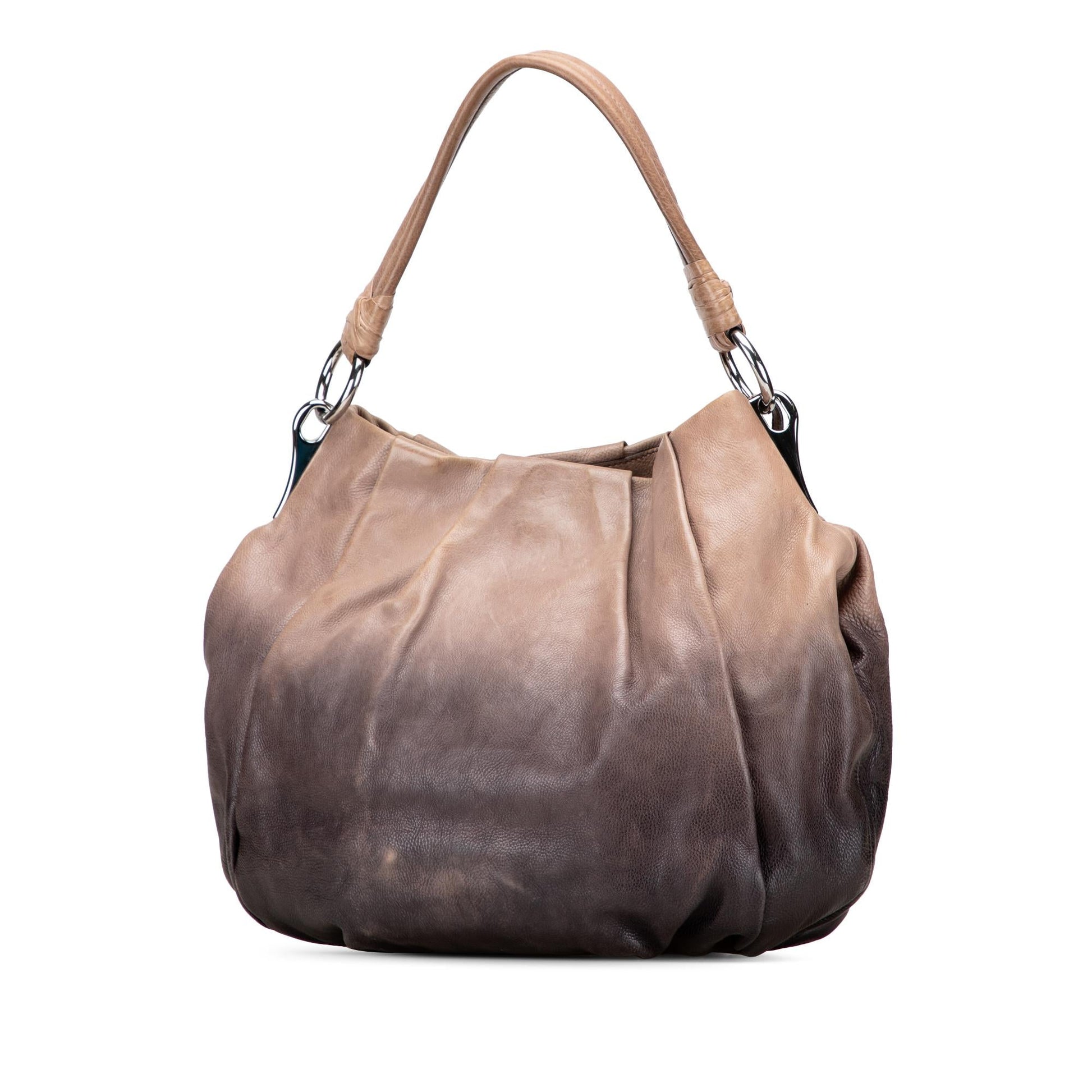 Prada Glace Calf Ombre Pleated Hobo Shoulder Bag