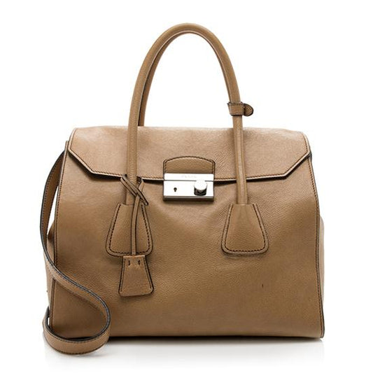 Prada Glace Calfskin Twin Pocket Tote Large Tote Bag