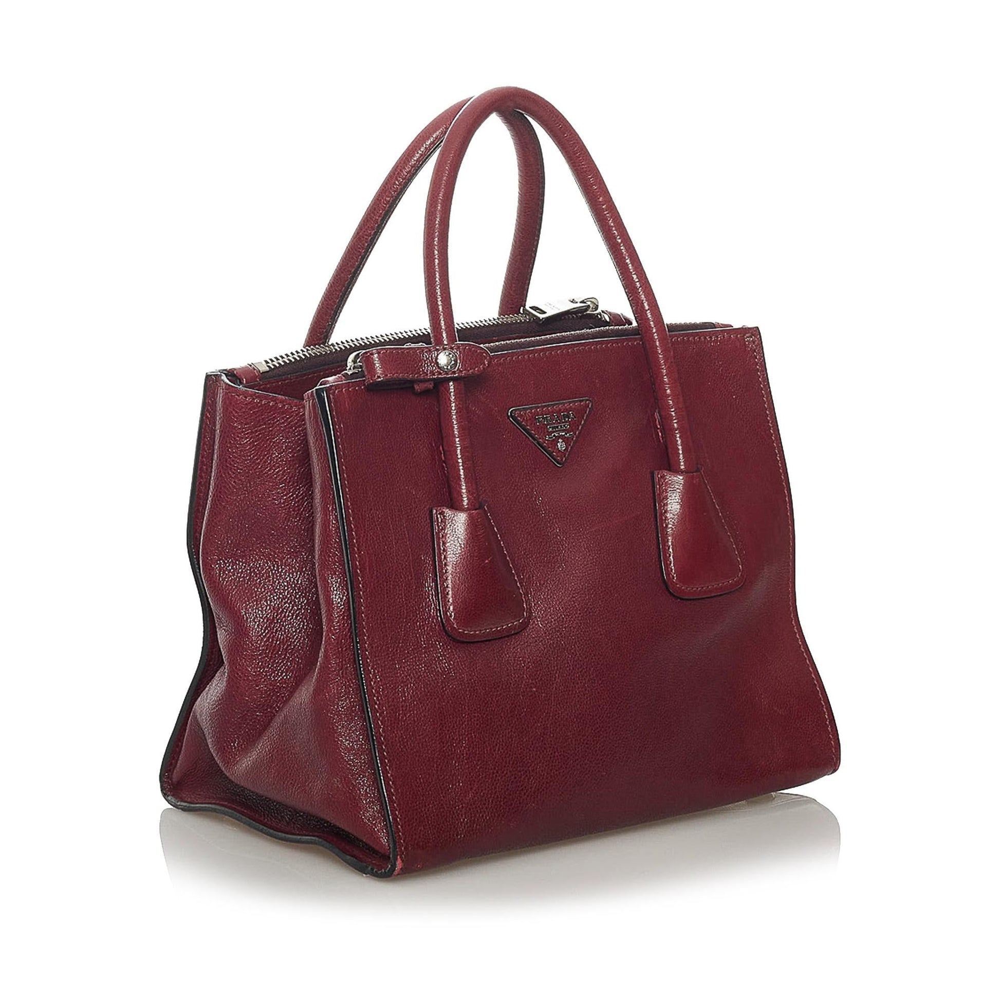 Prada Glace Calf Twin Pocket Satchel Shg Leather Satchel Bag