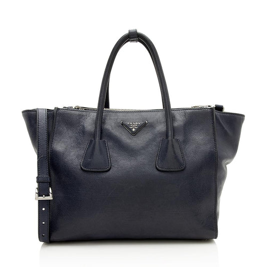 Prada Glace Calf Twin Pocket Tote Tote Bag Tote Shf 12382