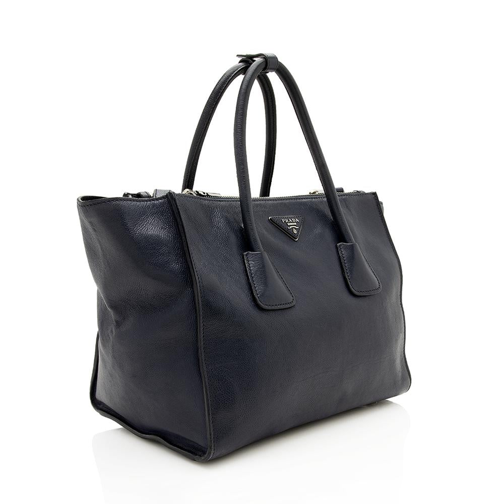 Prada Glace Calf Twin Pocket Tote Tote Bag Tote Shf 12382