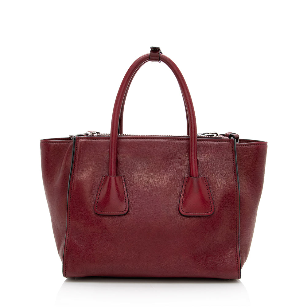 Prada Glace Calf Twin Pocket Tote Shf Tote Bag 30 Authentic 154199