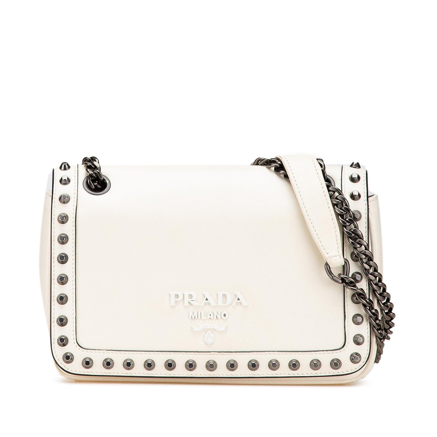 Prada Glace Calfskin Studded Crossbody Crossbody Bag