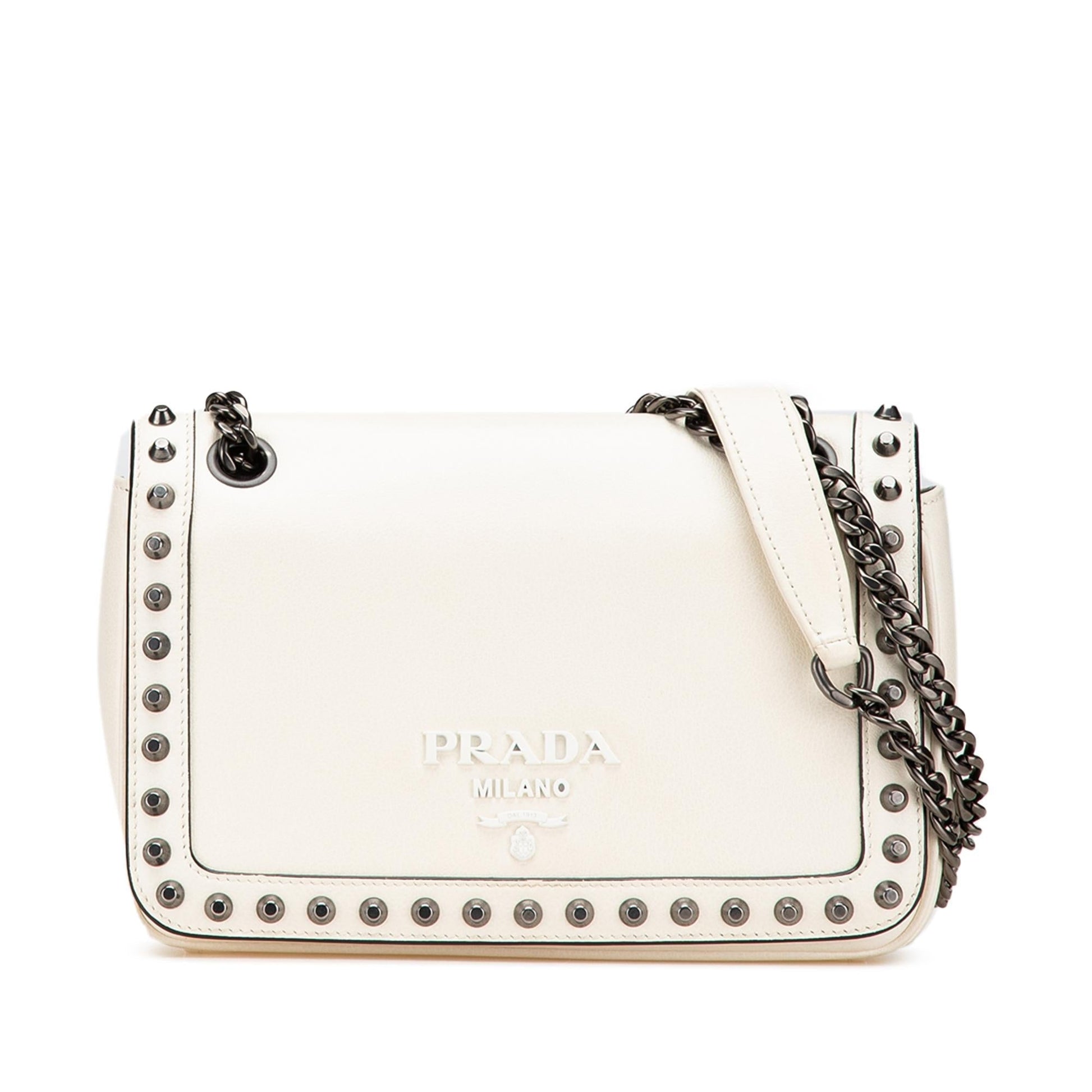 Prada Glace Calfskin Studded Crossbody Crossbody Bag