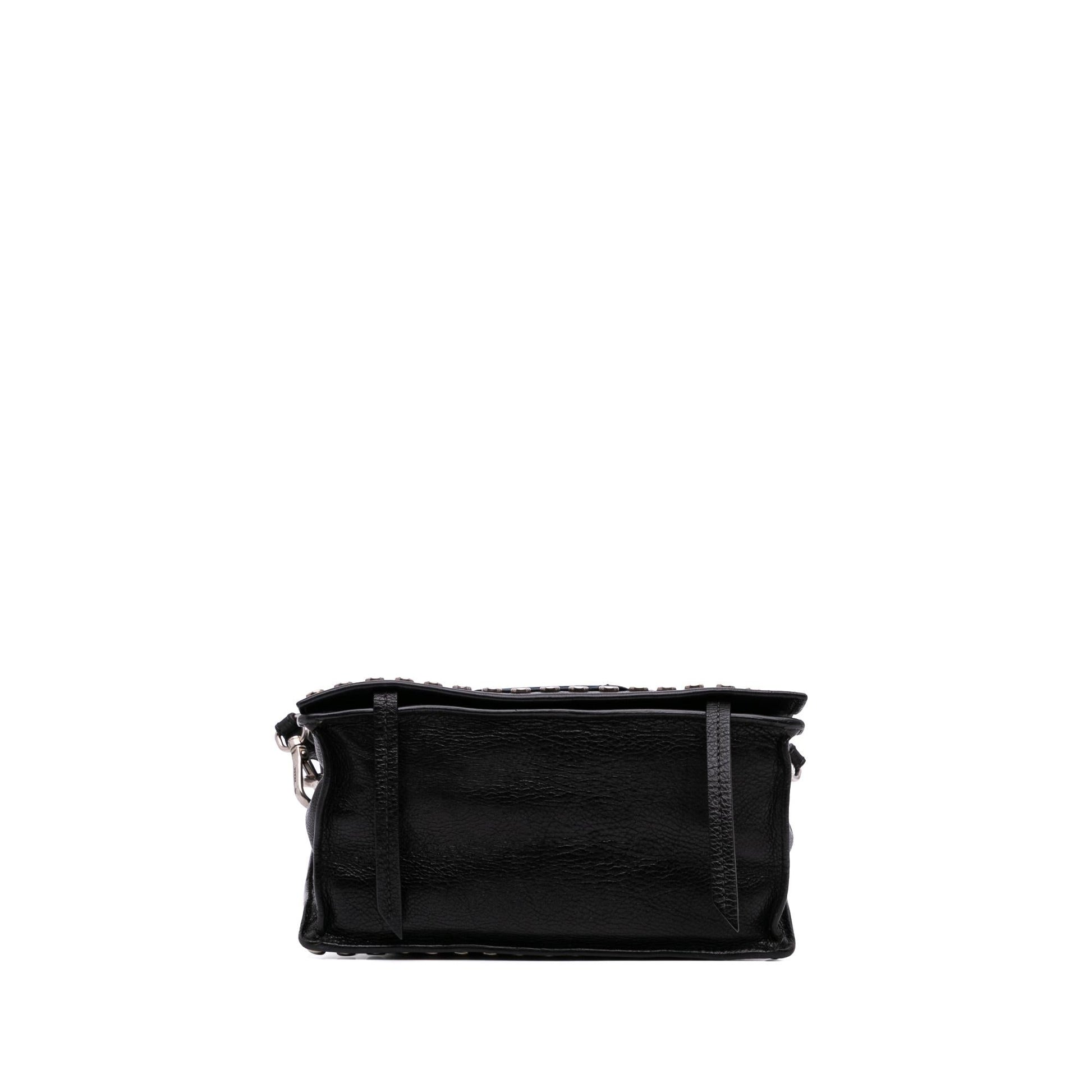Prada Glace Calfskin Studded Etiquette Shoulder Bag Flap