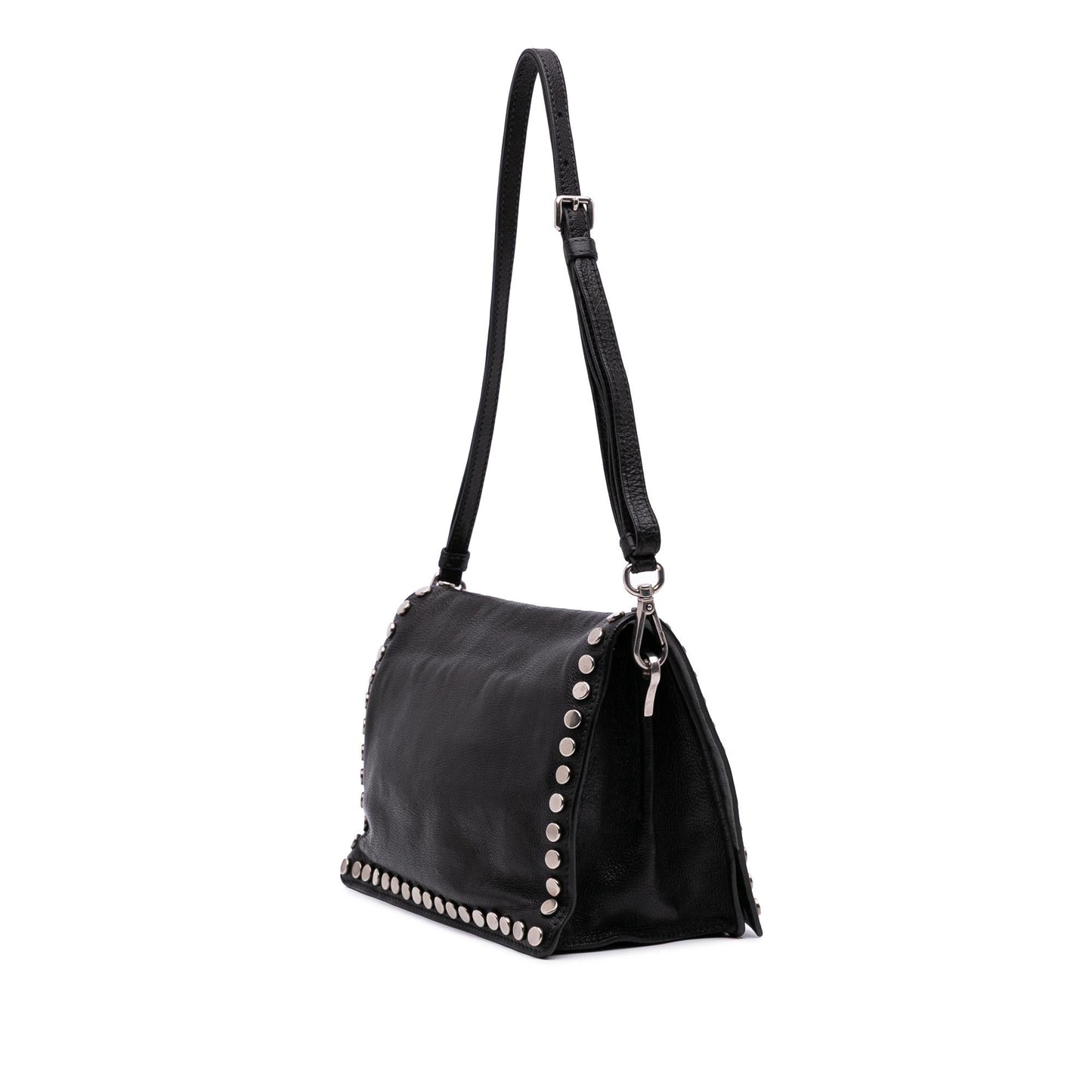 Prada Glace Calfskin Studded Etiquette Shoulder Bag Flap
