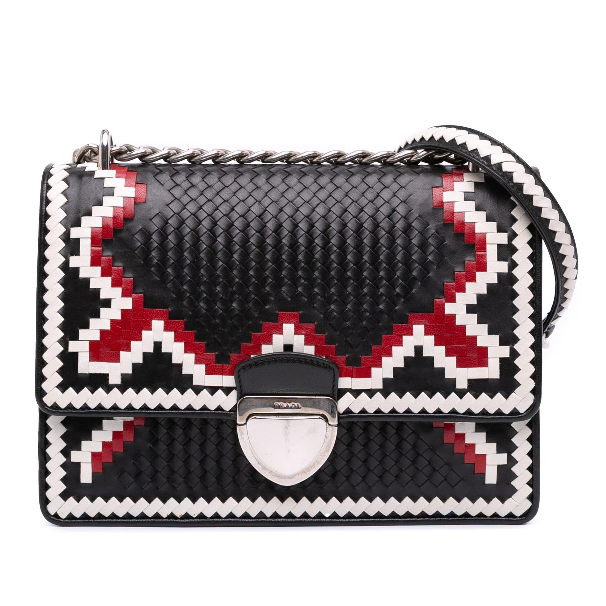 Prada Goatskin Madras Crossbody Woven Crossbody Bag Madras Crossbody 1