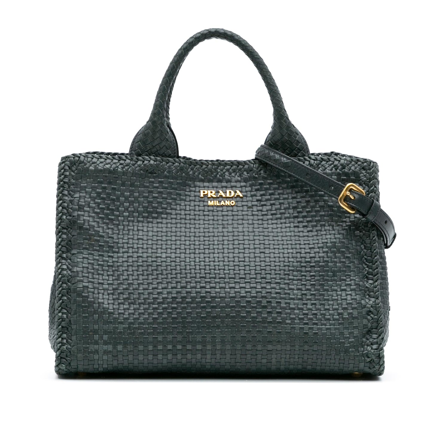 Prada Goatskin Madras Satchel Woven Satchel Bag