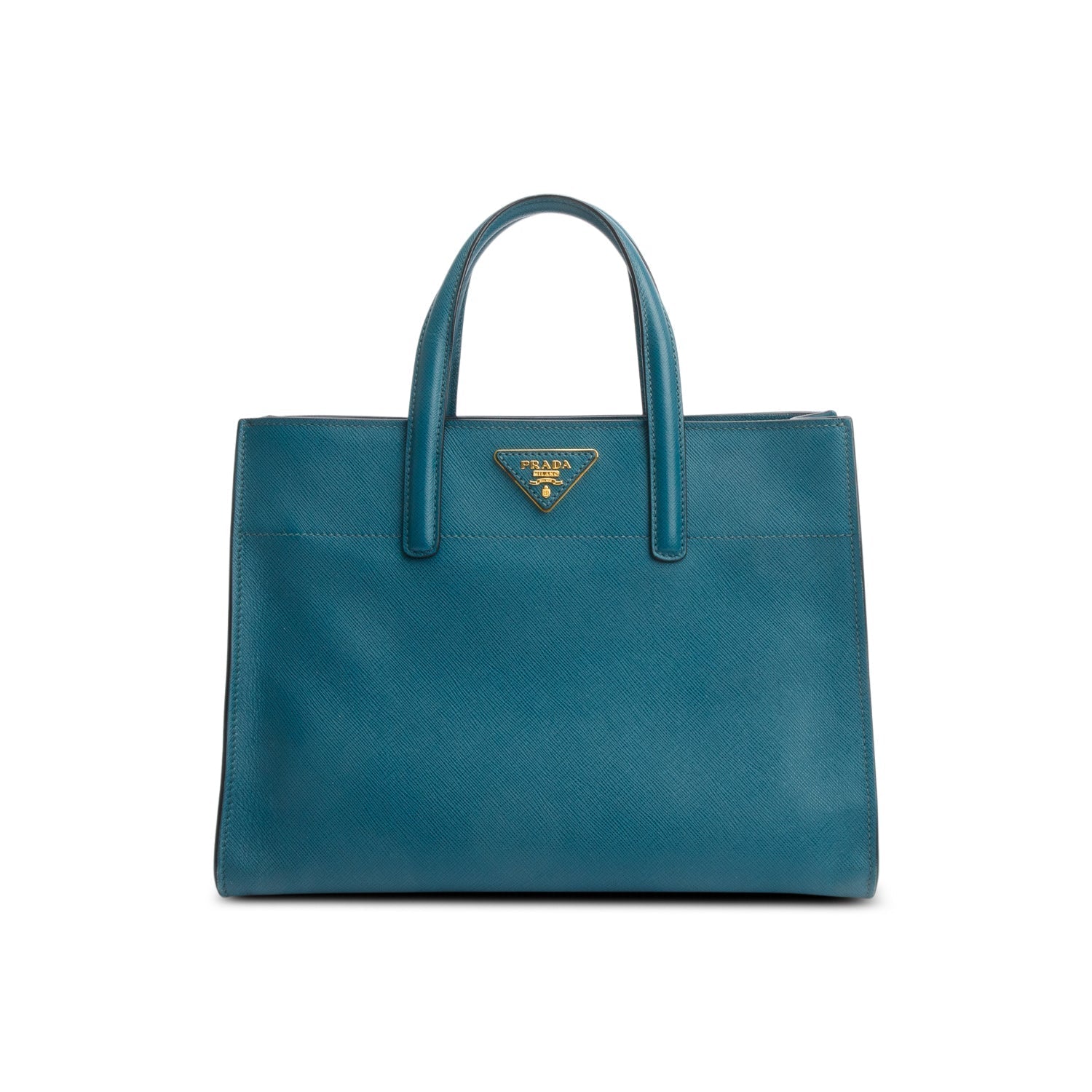 Prada Soft Triple Pocket Convertible Tote Saffiano Green Tote Bag