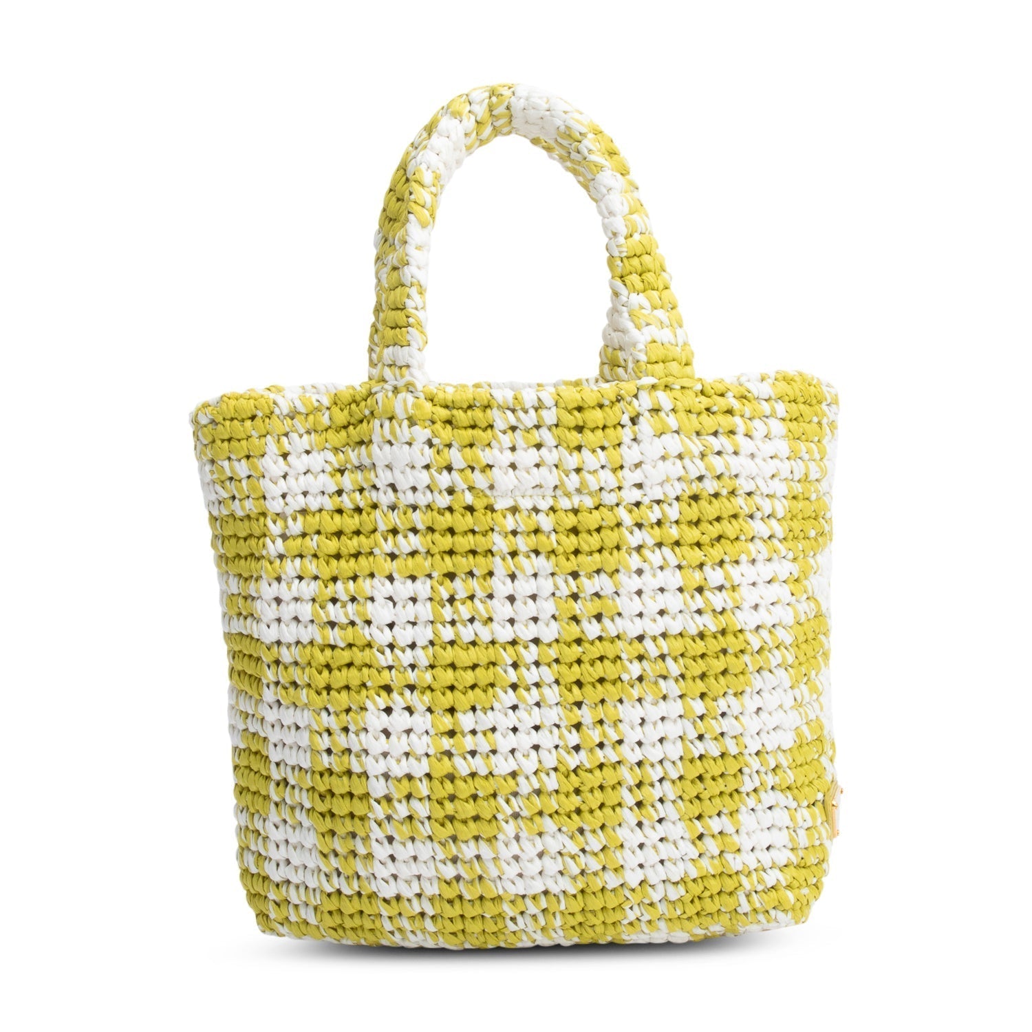Prada Crochet Small Logo Tote Handbag Raffia White Tote Bag