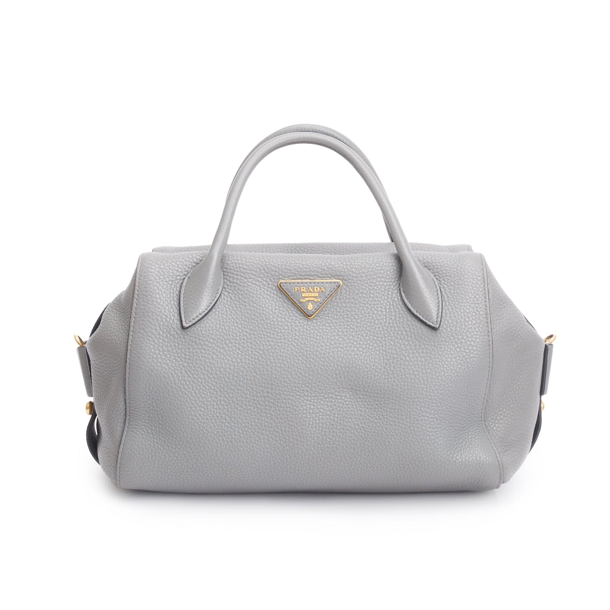 Prada Grey Daino Baulleto Tote Leather Vitello Gray Tote Bag