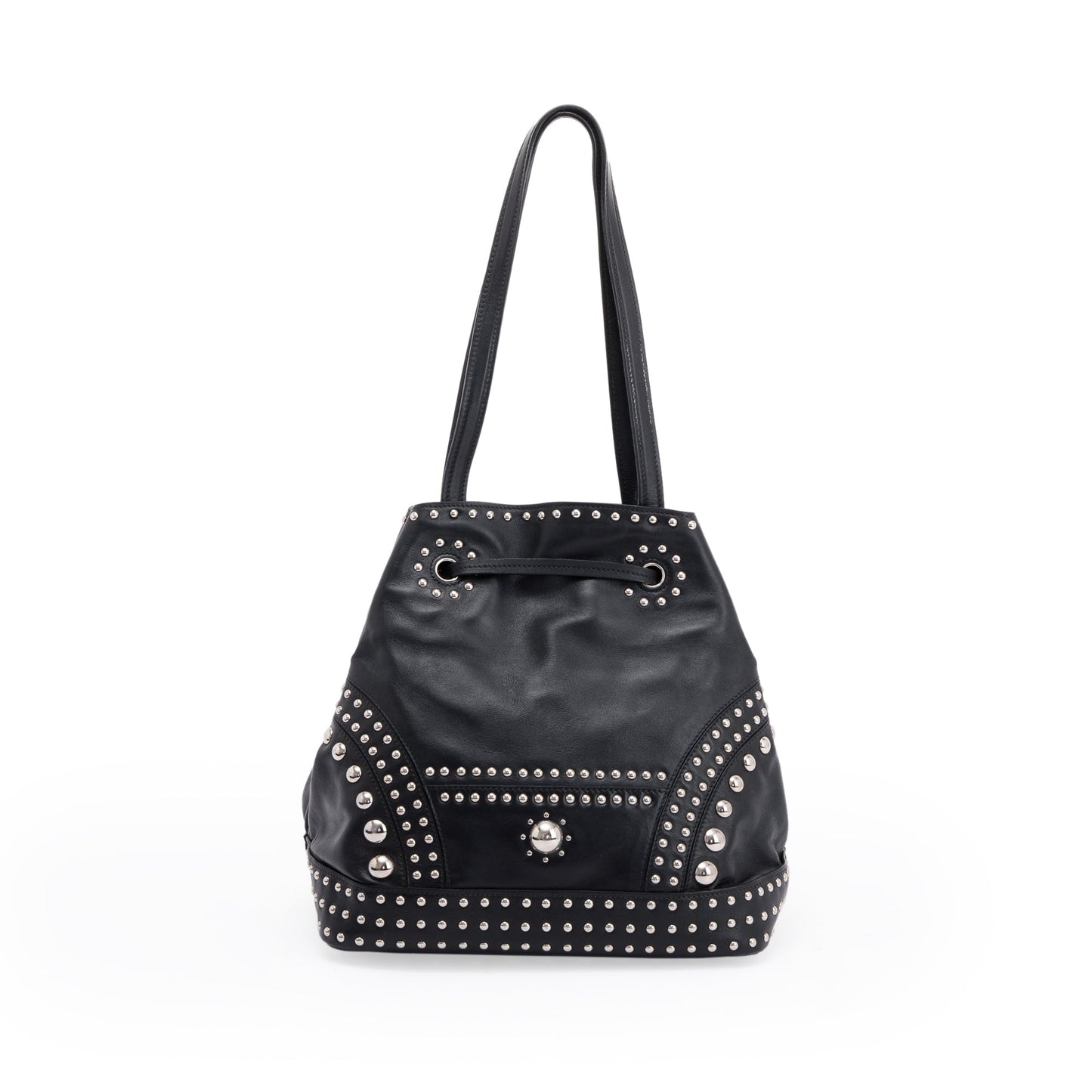 Prada Grommet Embellished City Calf Bag Bucket Bucket Bag