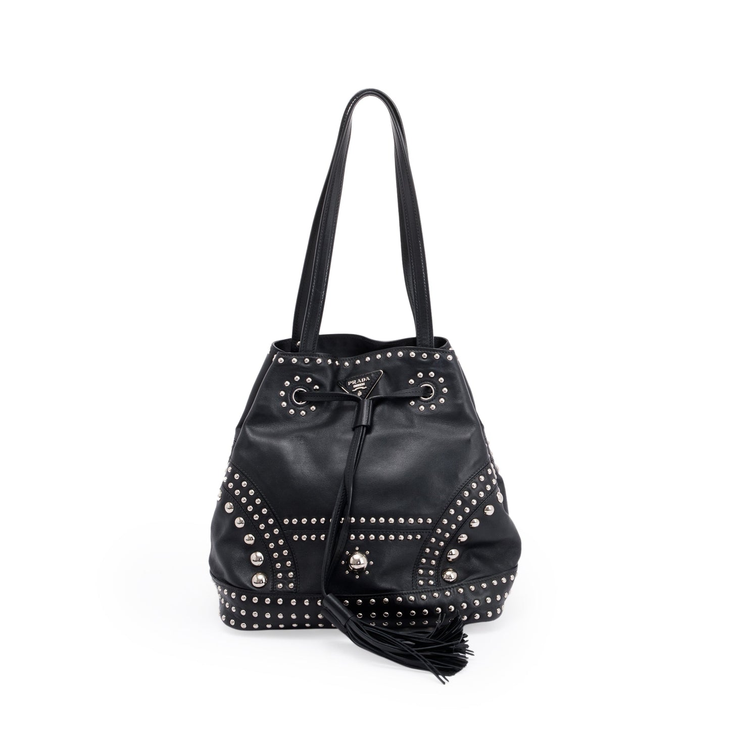 Prada Grommet Embellished City Calf Bag Bucket Bucket Bag