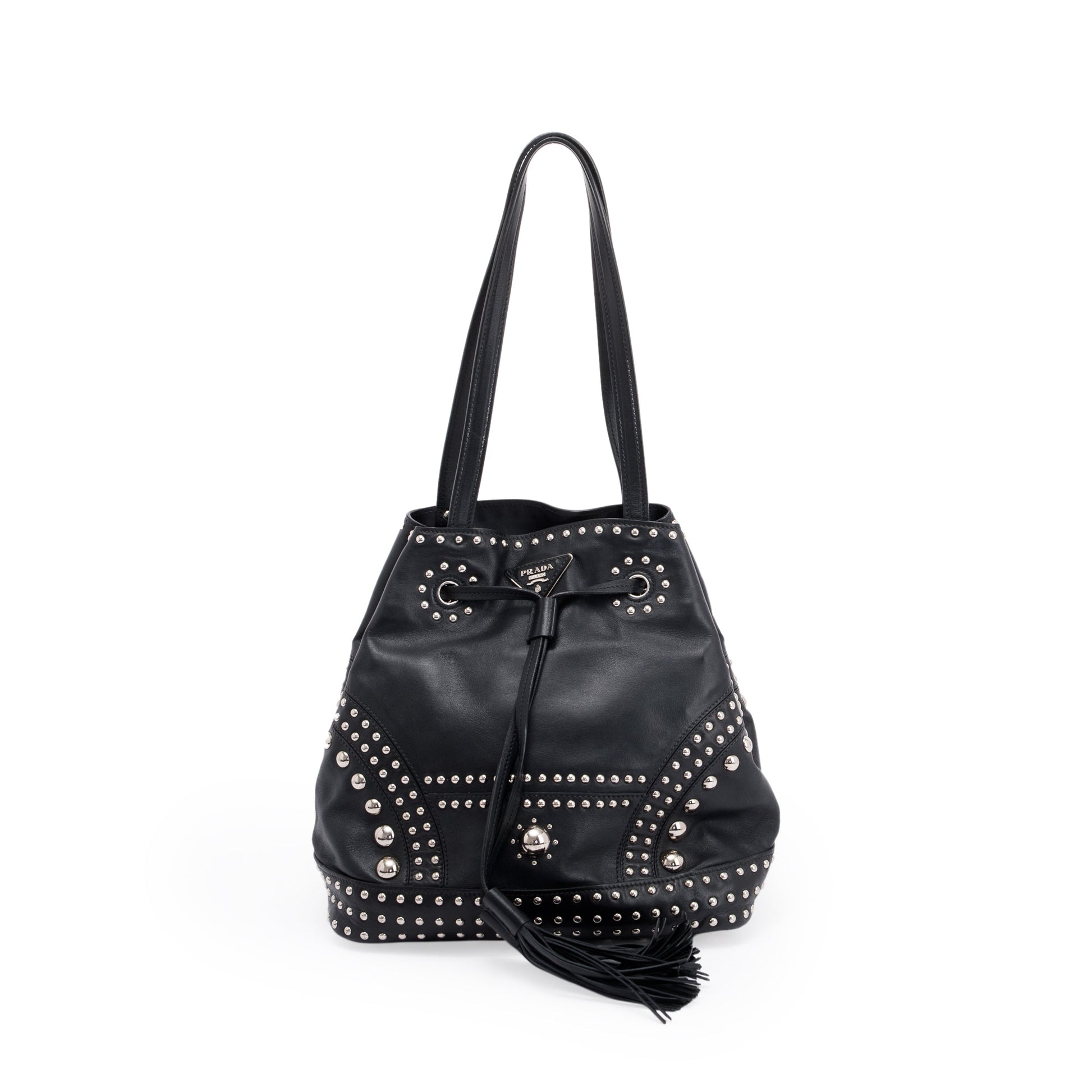 Prada Grommet Embellished City Calf Bag Bucket Bucket Bag