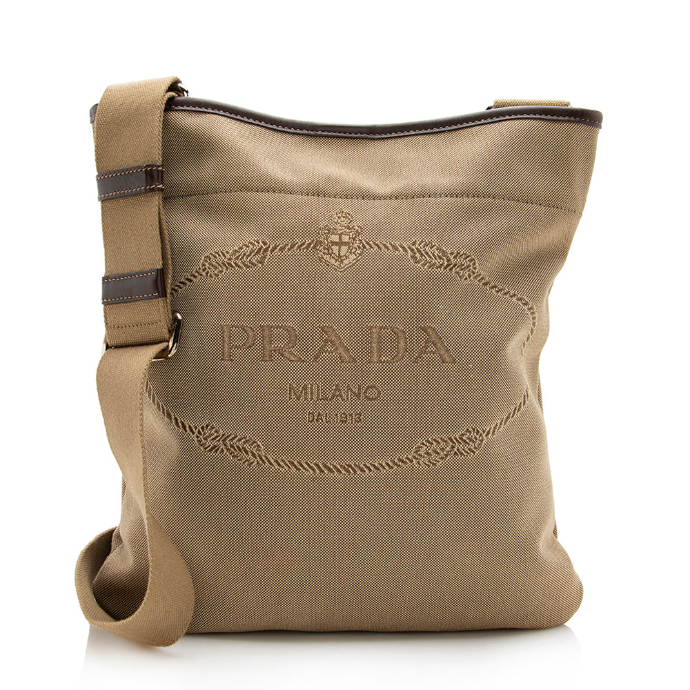 Chanel Prada Jacquard Messenger Bag Shf Canvas Logo Shoulder Bag