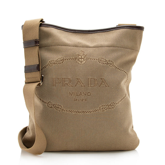 Chanel Prada Jacquard Messenger Bag Shf Canvas Logo Shoulder Bag