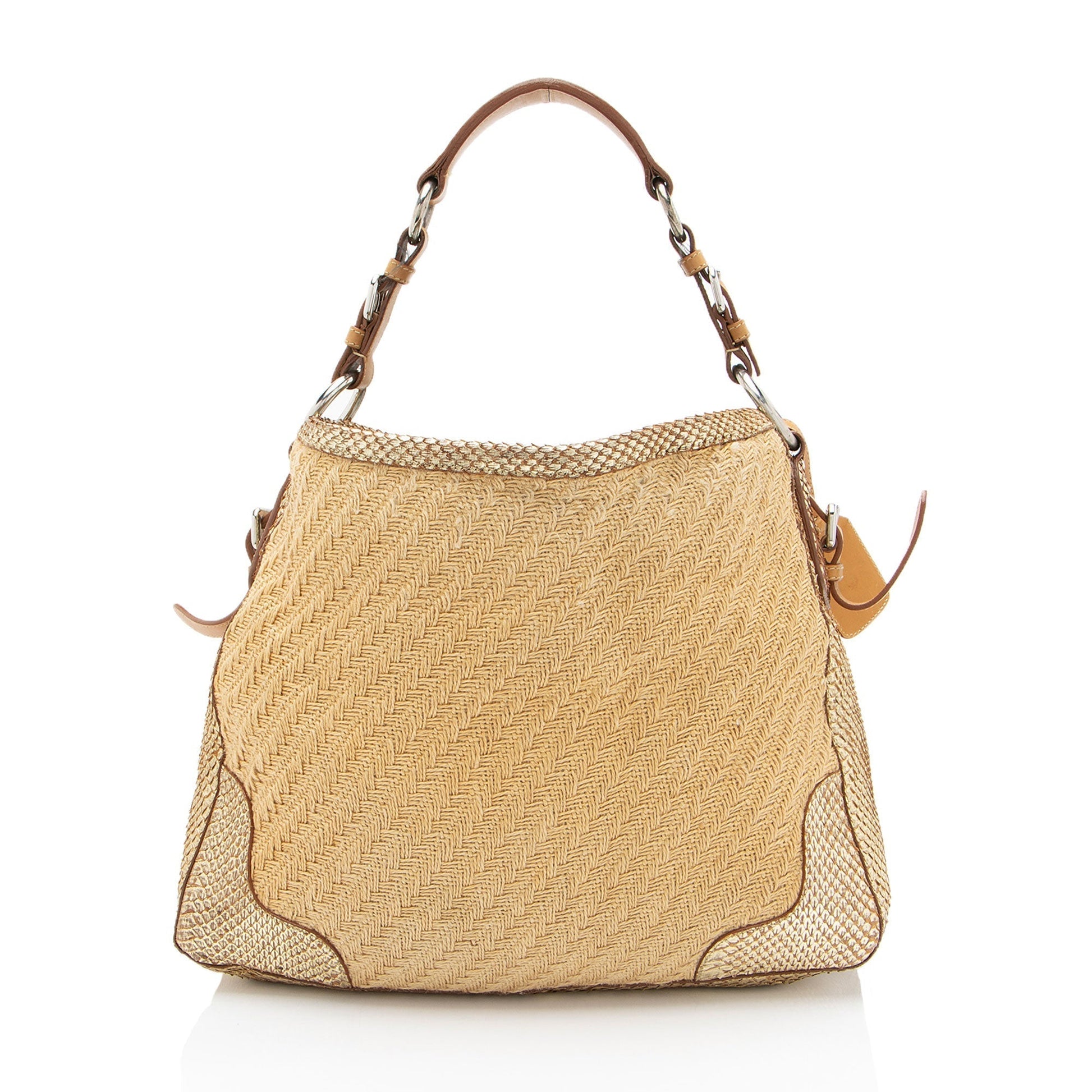 Prada Jute Metallic Hobo Python Shoulder Bag
