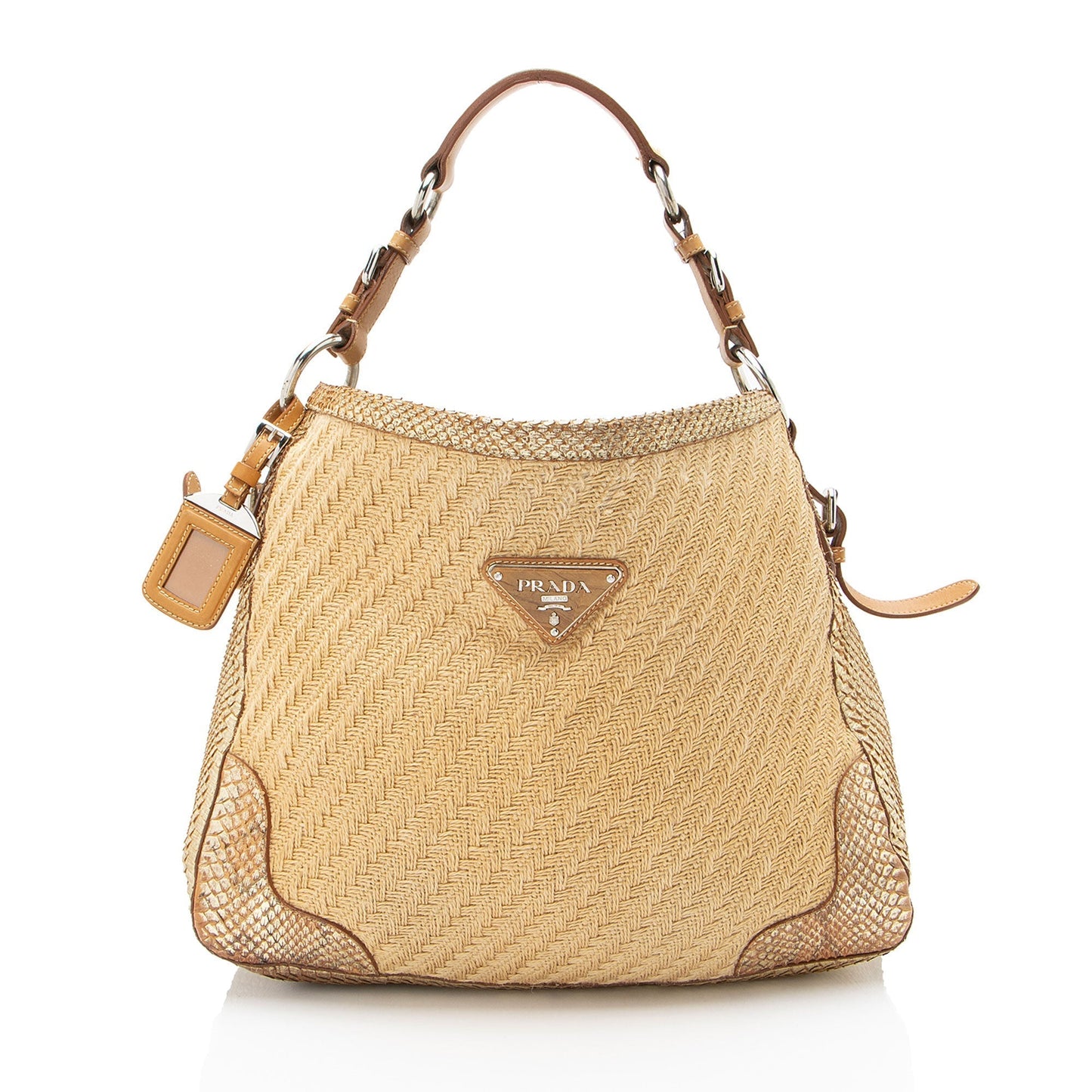 Prada Jute Metallic Hobo Python Shoulder Bag